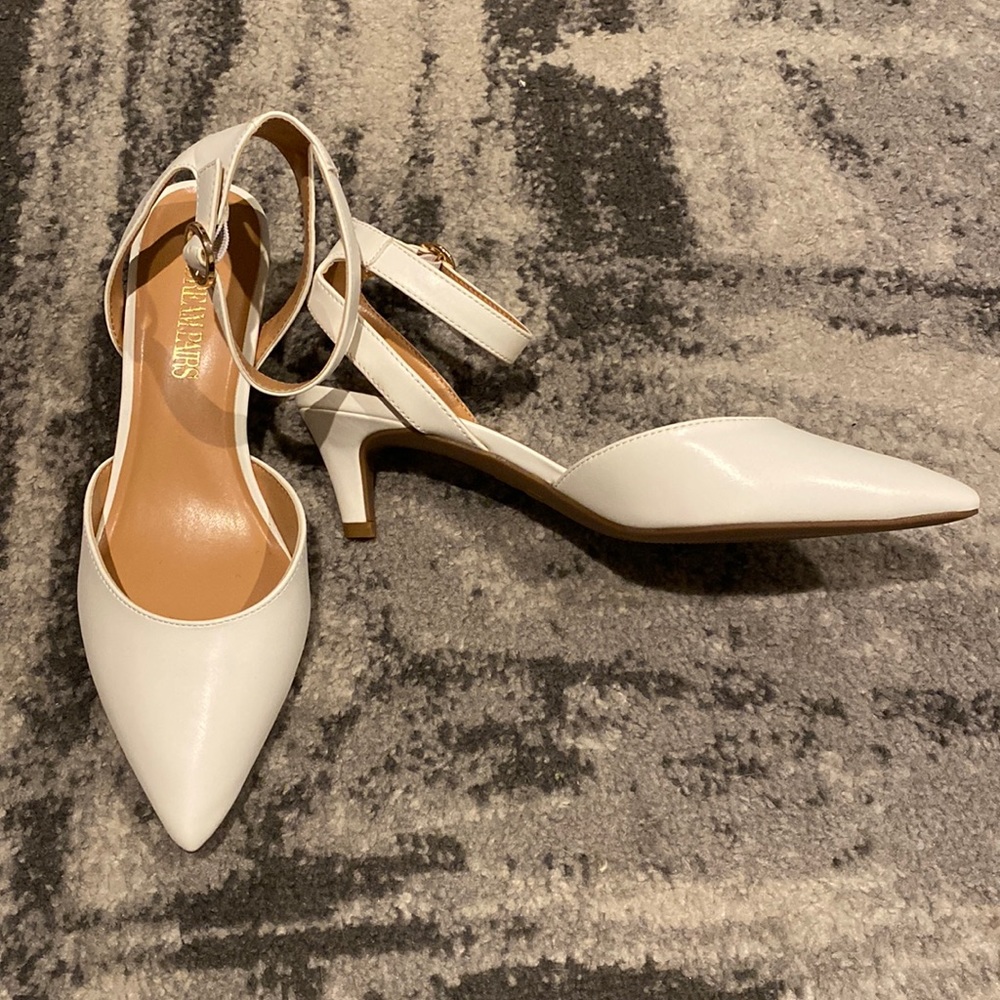 DreamPairs White Kitten Heels